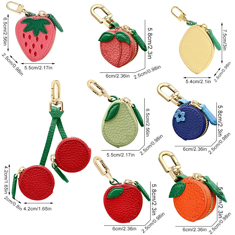 Strawberry Cherry Lemon Coin Purse Korean Style Cute PU Leather Fruit Shape Bag Pendant Keychain Ornaments Mini Storage Bag 250813