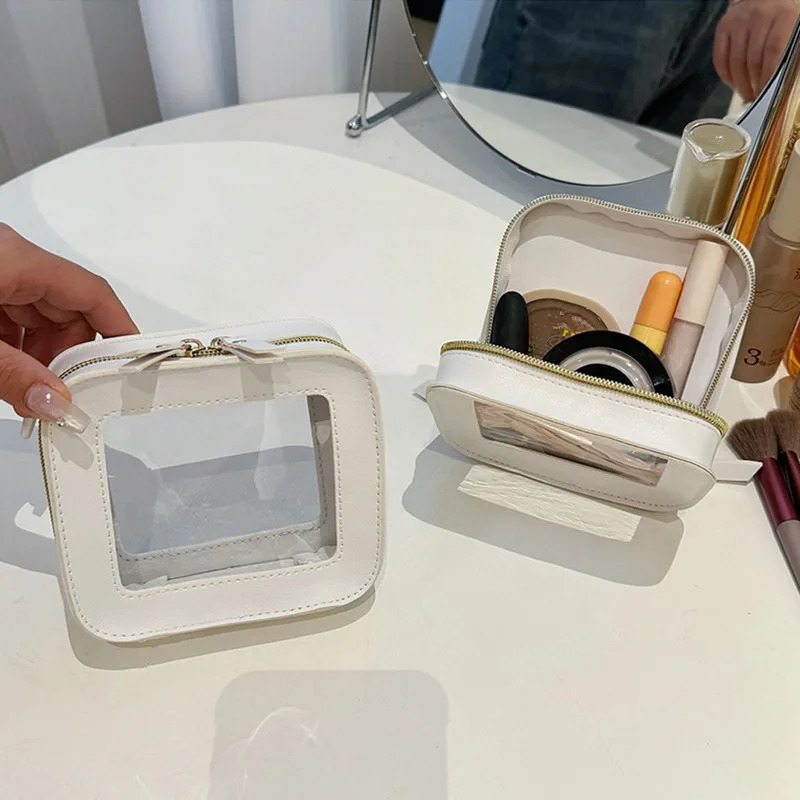 Small Cosmetic Bag Mini Makeup Bag for Purse Square Zipper Waterproof Toiletry Bag Cute Clear Pouch Travel Organizer Case Clutch 250812