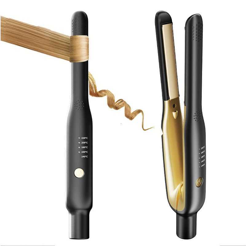 2-in-1 Mini Hair Straightener Curler - Ceramic Fast Heating 140-220C - Portable Flat Iron for Short Hair Travel Styling W250814