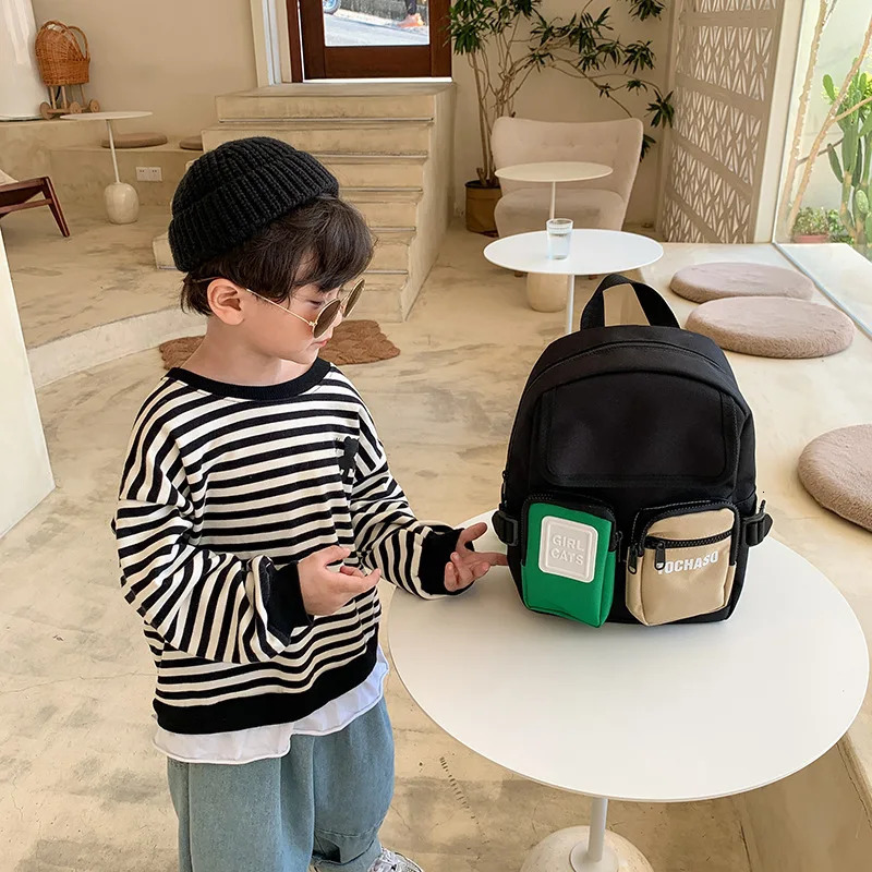 Childrens Backpack Wew Color Contrast Letters Little Boy Kindergarten Schoolbag Korean Version Of The Baby Preschool Class 250813