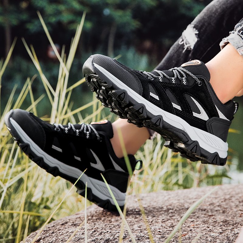Outdoor hiking anti-skid trekking leisure sports student running men wear-resistant work shoes black