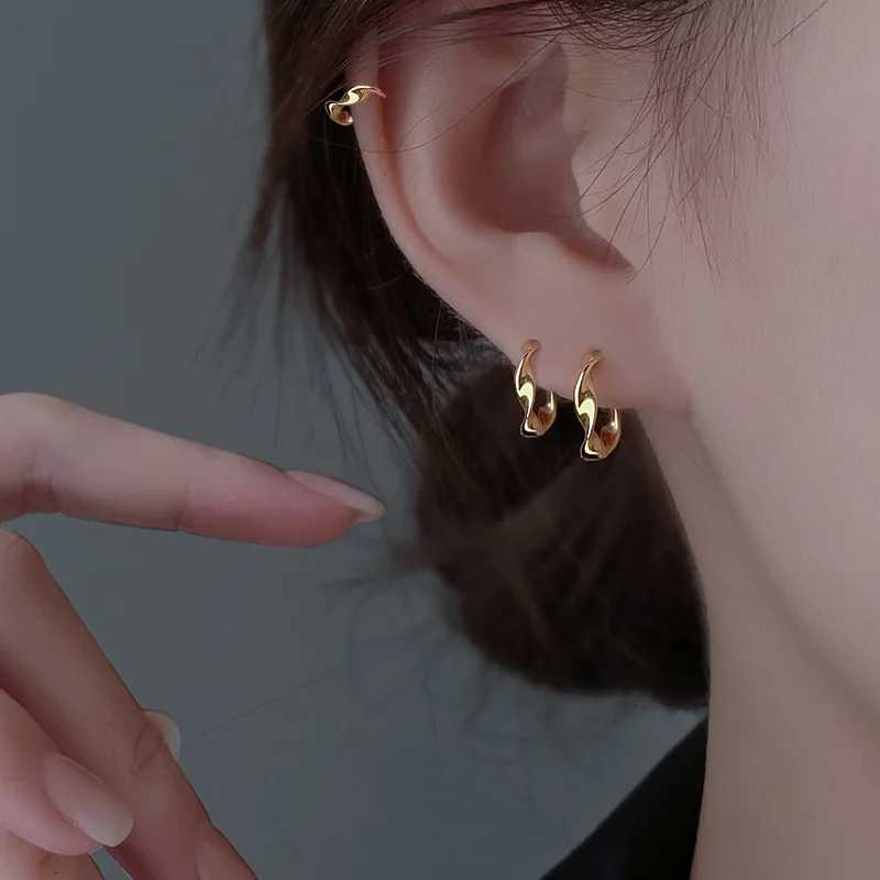 925 Sterling Silver Geometric Waves Mobius Hoop Earrings for Women Fine Jewelry Allergy Minimalist Accessories XJ250814