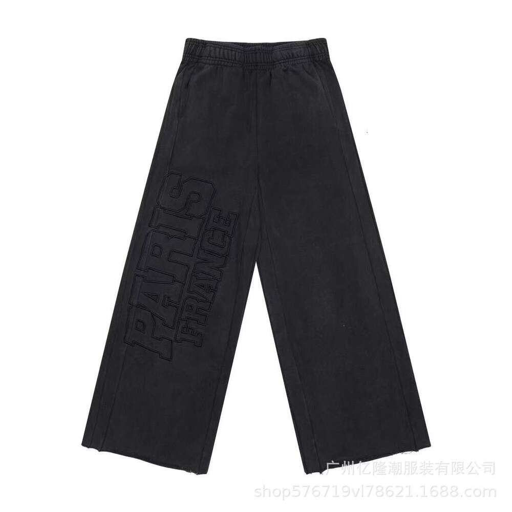 25FW New VTM American Style Trendy Brand Embroidered Letter Signature OS Loose Long Unisex Casual Pants
