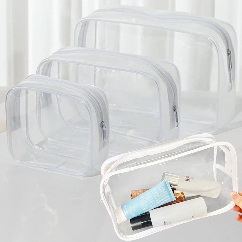 PVC Transparent Waterproof Makeup Bag Small Large Clear Cosmetic Bags Portable Travel Toiletry Wash Organizer Case Storage Pouch 250812