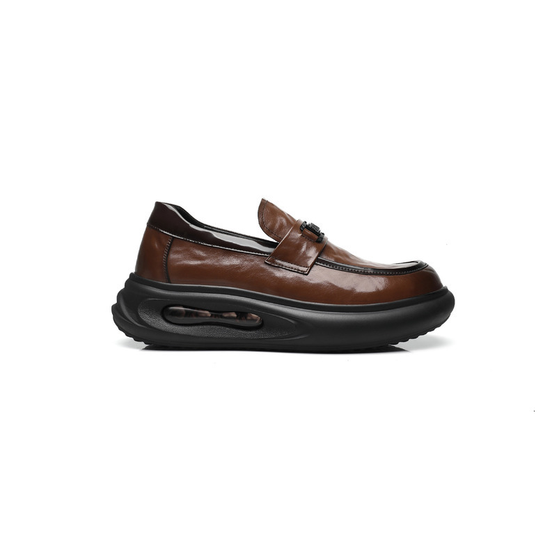 2025 Spring New British Style Slip-On Fashion Casual Formal Thick Sole Height-Increasing Men's Leather Shoes