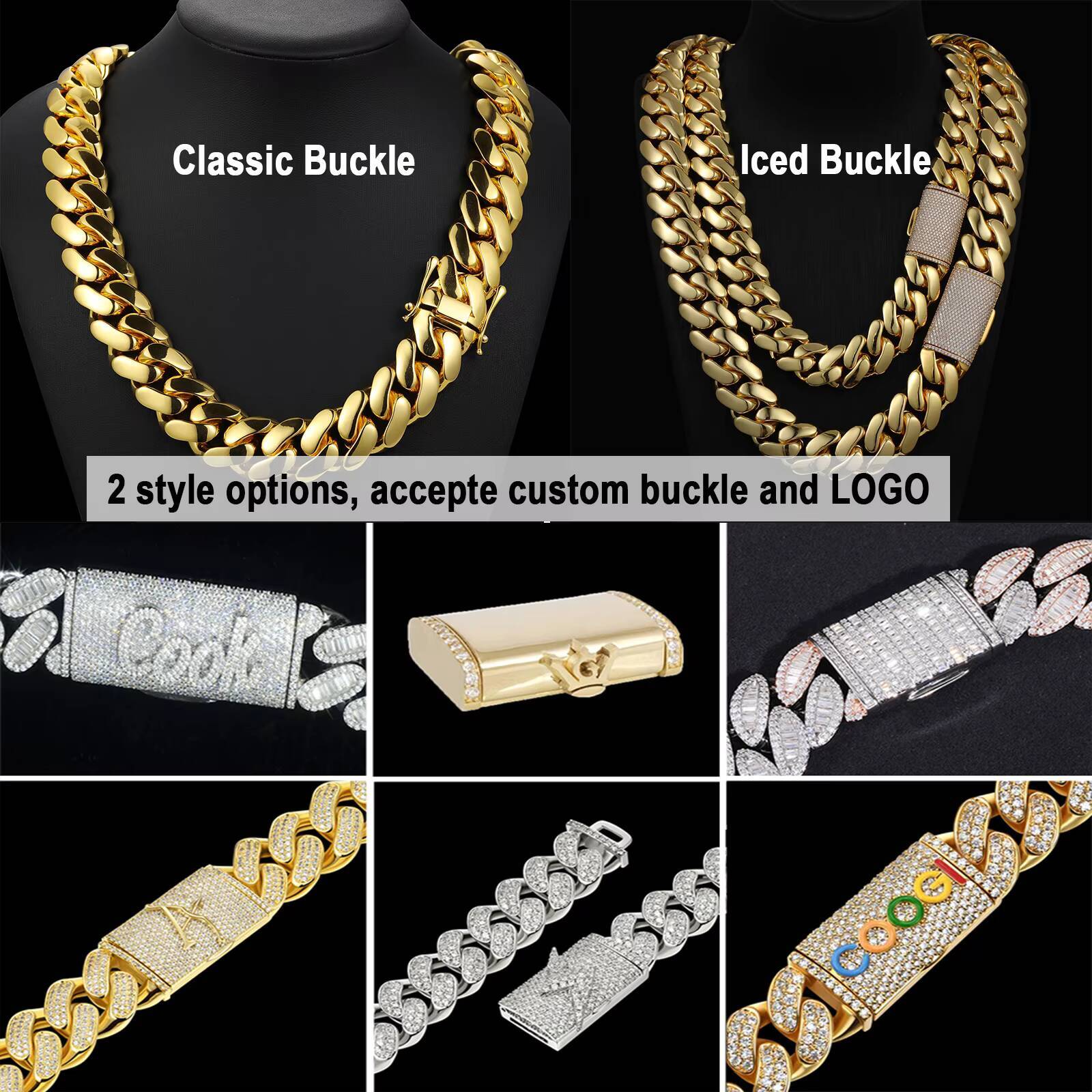 Wholesale Unisex Hip Hop Jewelry Choker Cubana Custom Filled Brass 14K 18K Gold Plated Solid Miami Cuban Link Chain