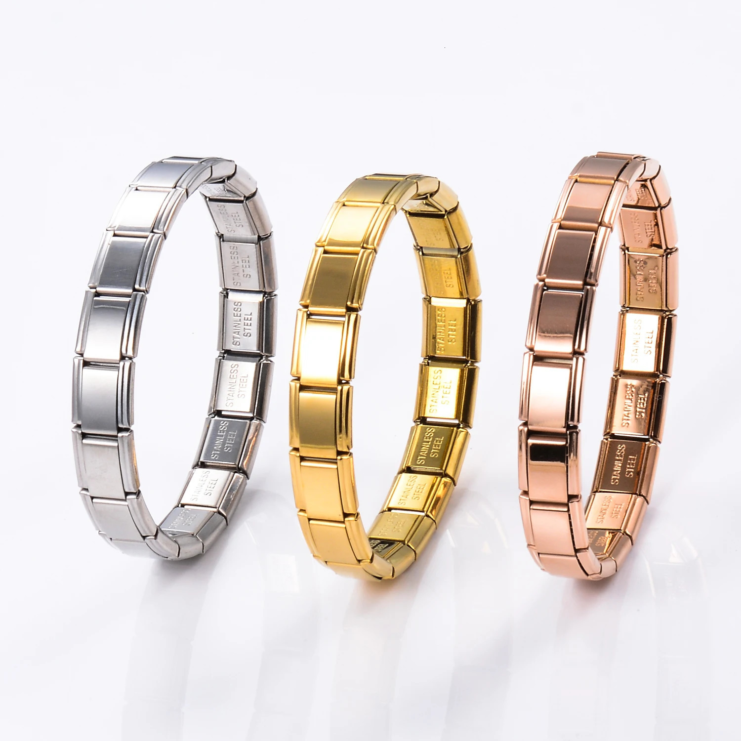 9mm Width Stainless Steel Italian Spring Module Bracelet Retractable Adjustable For Men Womens Jewelry Gifts 250812