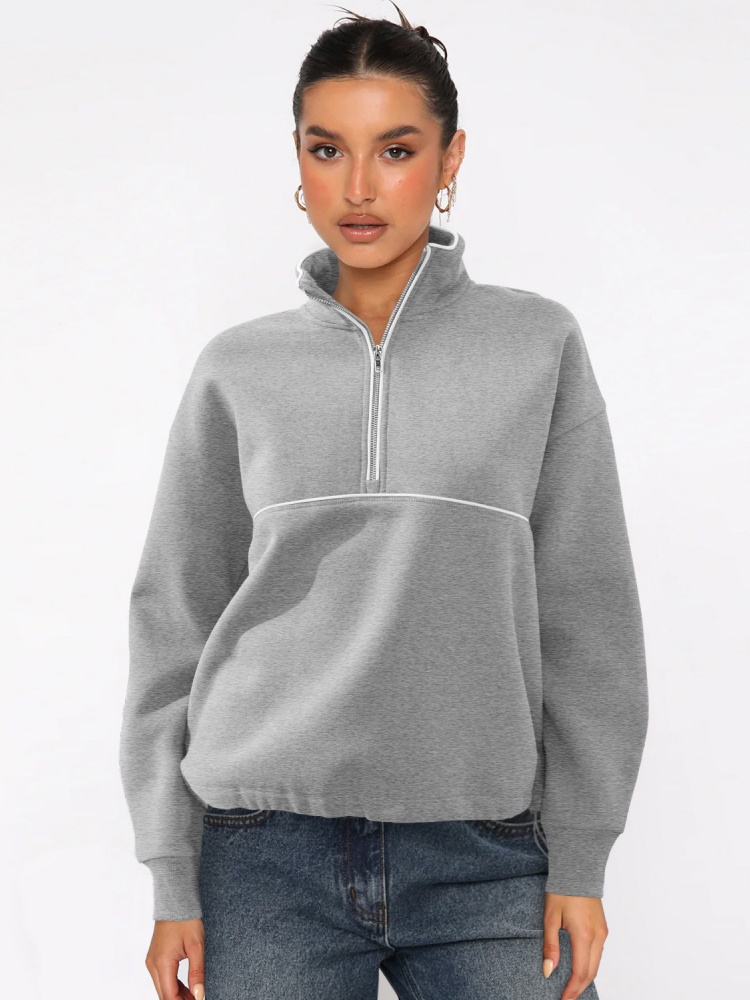 A&Hot Selling Half Zip Hoodie Women's Autumn Jumper Sportswear Color Blocking Long Sleeved Design Top