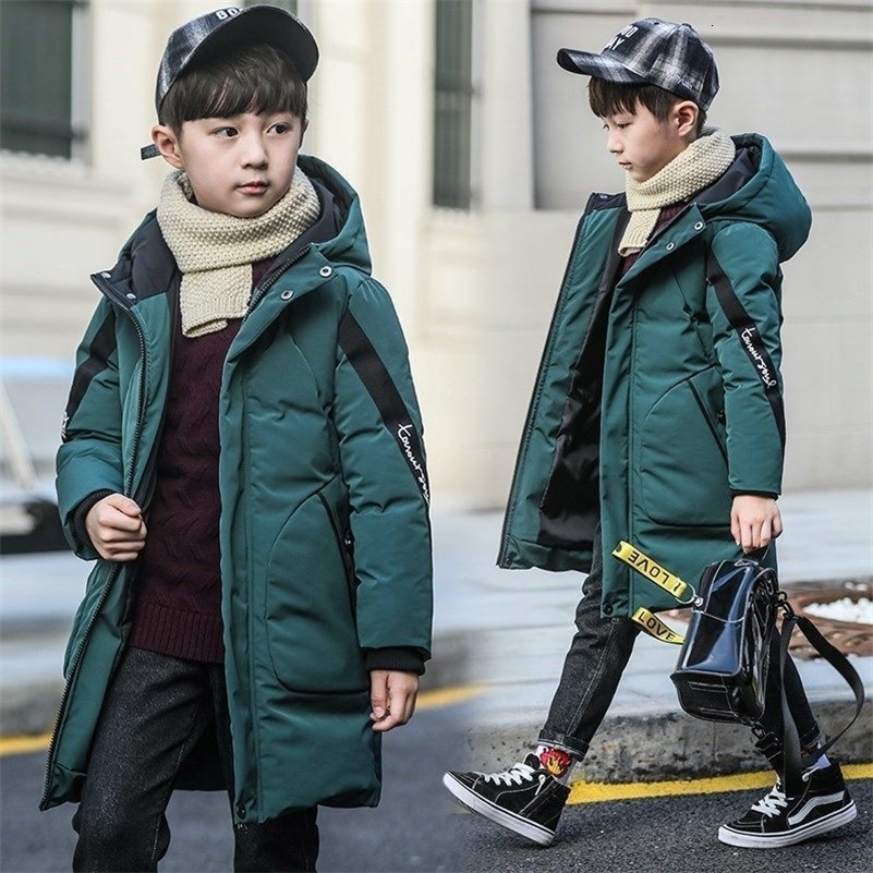 Boys down Winter Thick Coat Teen Parka Children Plus Velvet Warm Jackets Fashion Hooded Outwear Kids 4 8 10 12 year 250813
