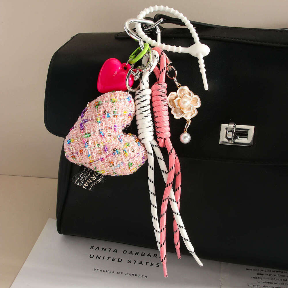 Fashion INS Fabric Girl Heart Bowknot Woven Rope High-end Hanging Decoration Bag Pendant