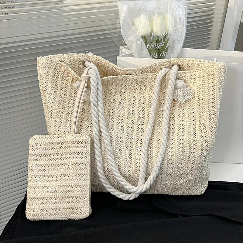 Fashion Large Capacity Straw Tote Bag er Women Handbags Handamde Woven Summer Beach Bag Casual Bali Big Purse250813