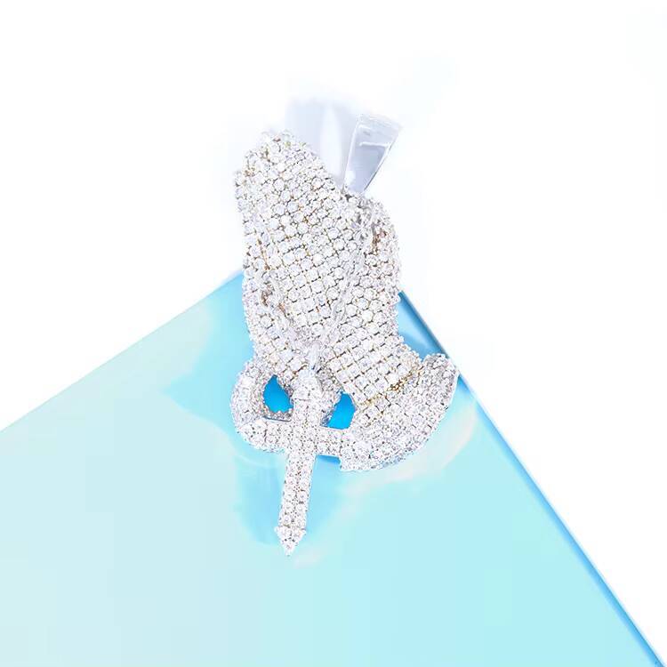 Yu Ying Fine Moissanite Rappers Jewelry Palm Moissanite Diamond Pendant Hip Hop 925 Silver Iced Out Moissanite Pendant