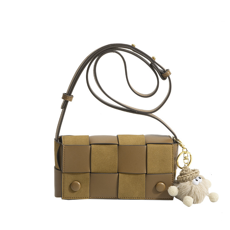 Color-Block Plaid Shoulder Autumn Winter New Woven Crossbody for Women Design Small Square Bag