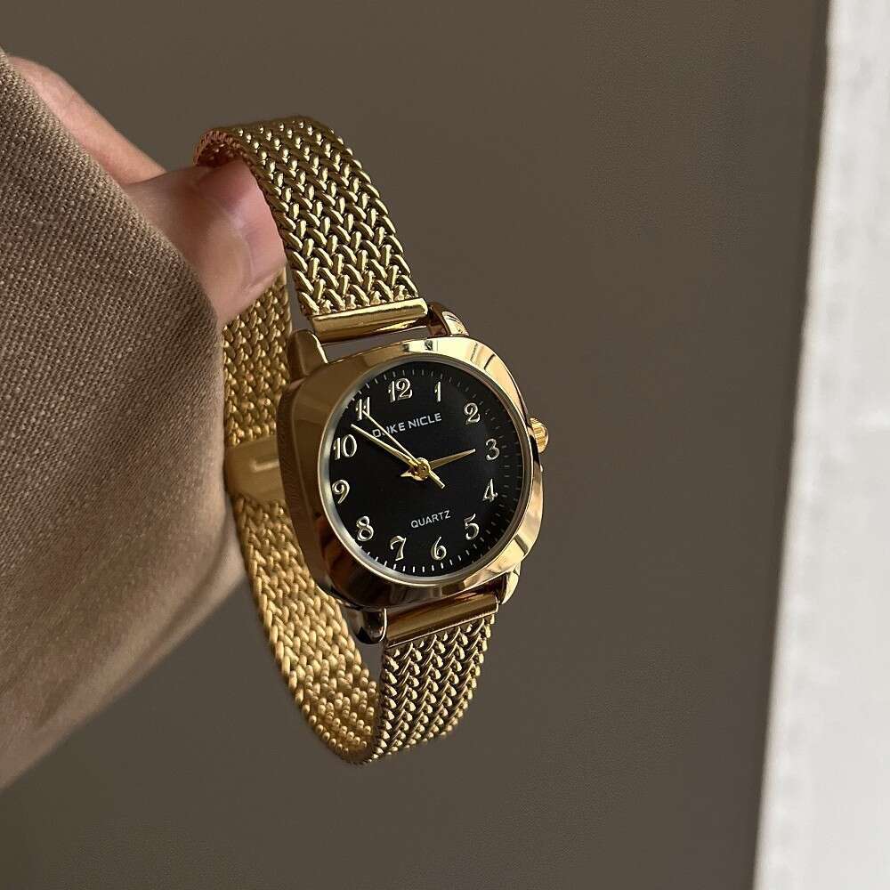 New Women's High-end Mesh Ladies' Wristwatch Vintage Fashion for Women Simple Designer Steel Strap Gold Watch