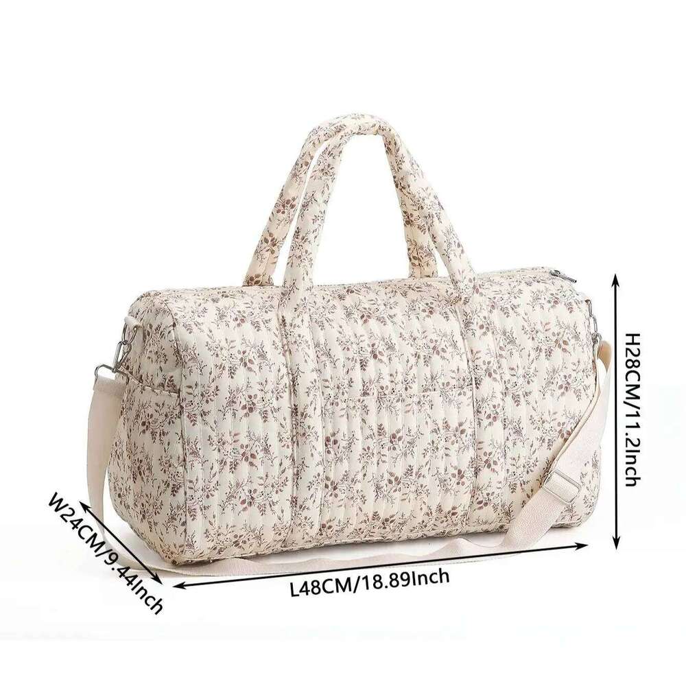 Large Capacity Mommy Travel Tote for Women Baby Diaper Floral Print Multifunctional Crossbody Bag