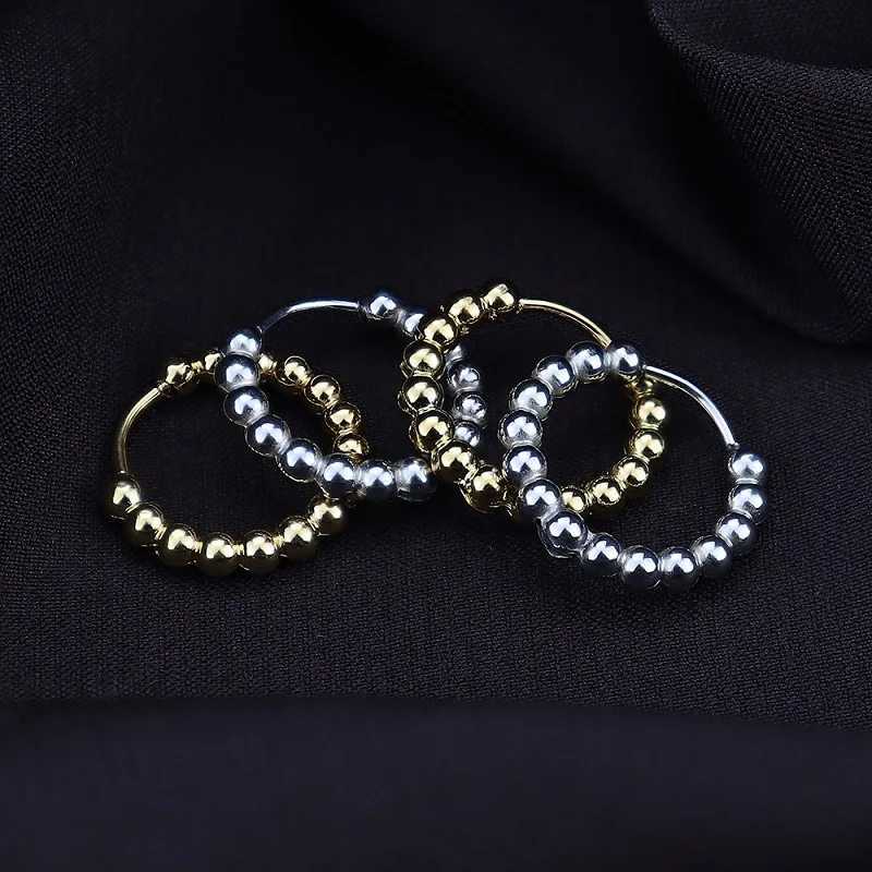 1 Pair New Round Bead Design Hoop Earrings For Women Men Stainless Steel Ear Buckle Geometric Heart Oval Party Jewelry XJ250814