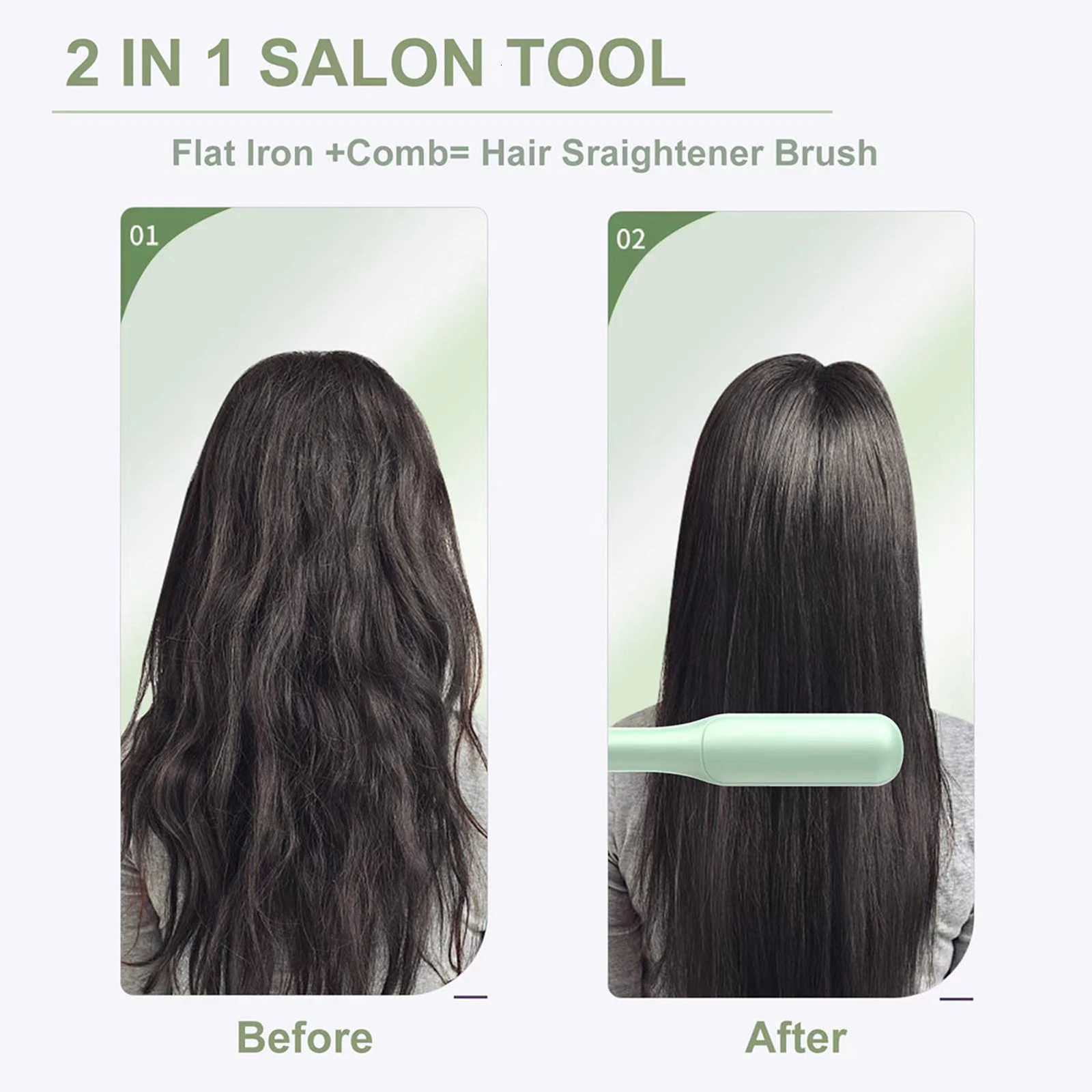 Multifunctional Ionic Hair Straightener Curler Brush Fast Heating Curler Straightener Comb Styler Electric Fast Heating Comb W250814