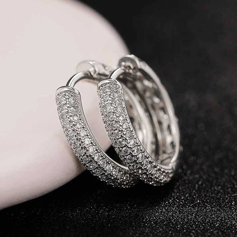 8 Silver Color CZ Hoop Earrings for Women Simple Style Ear Accessories for Teens Minimalist Gift Classic Jewelry XJ250814