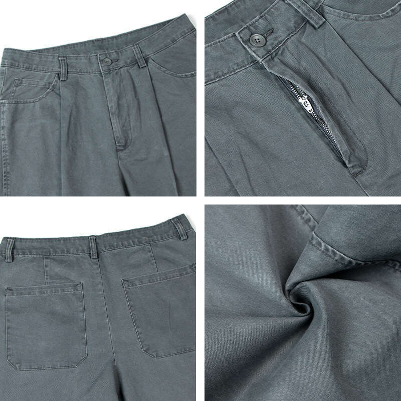 American Style Washed Vintage Fit Straight Leg Cargo Unisex Trendy Brand Loose Design Couple Casual Long Pants B5