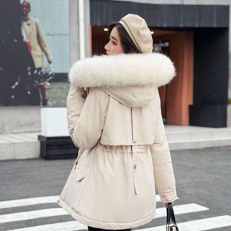 Winter Jacket Coat Women Parkas Winter Clothes Fur Lining Hooded Mid Long Thicke Warm Cotton Padded Jacket Female Outwear