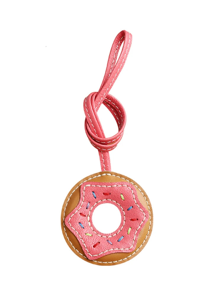 Handmade Donut Bag Pendant Genuine Leather Bags Keychain for Handbags Interesting Stylish Bag Accessories 250813