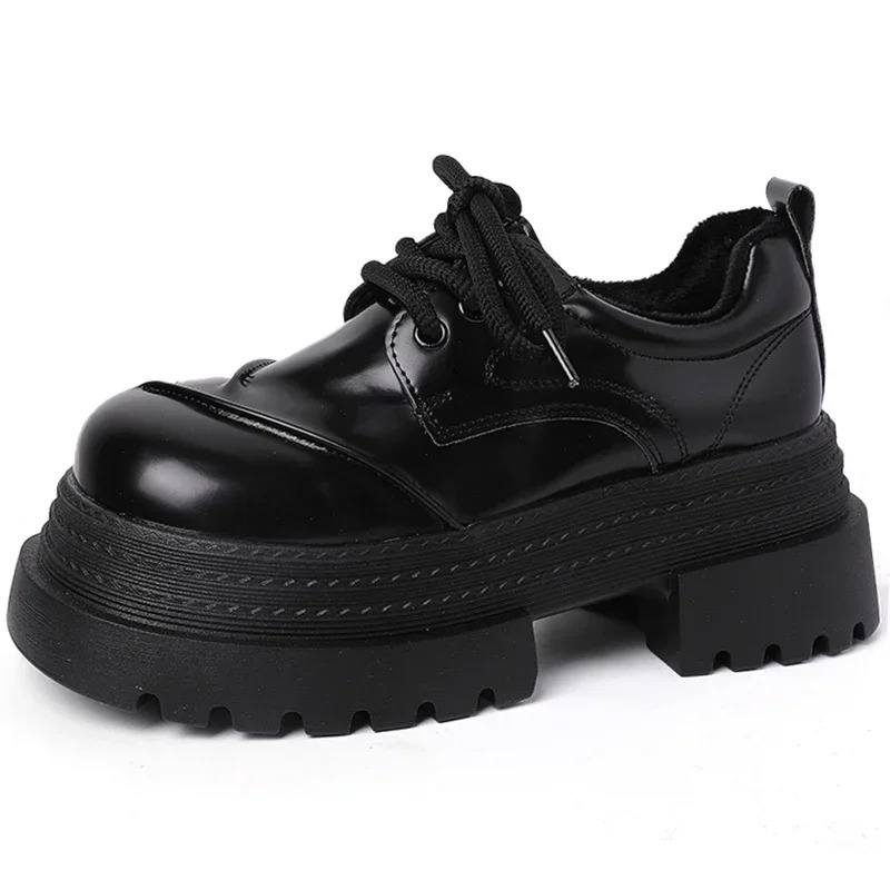 2025 Spring Women JK Mary Jane Shoes Fashion Lace Up Shoes Vintage Platform Elegant Thick Heel Shoes 250814