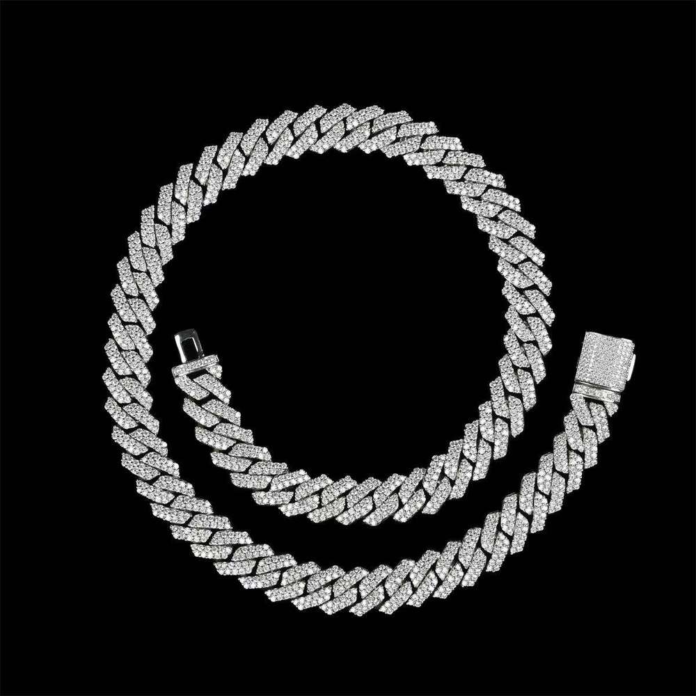 14mm Cuban Chain 14k Gold Plated Rhodium Hip Hop Necklace with Zircon Engagement