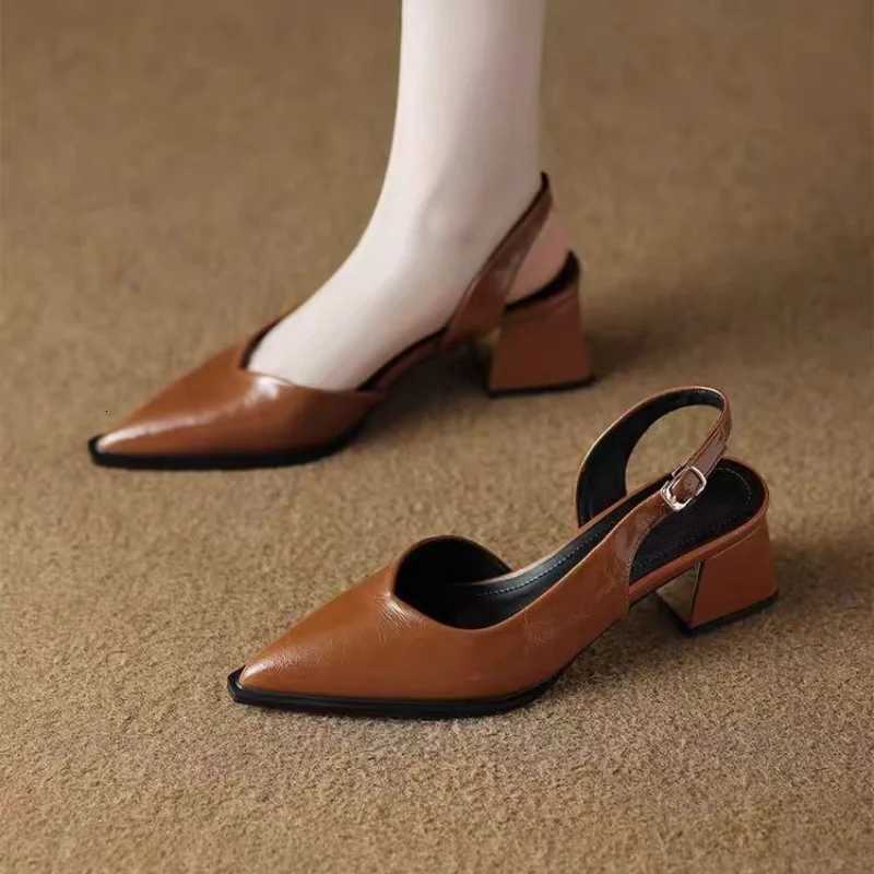 2025 Summer Trend Pointed Toe Heeled Shoes Shallow High Heels Sandals for Women Loafers Slingback Shoes Elegant Dress Pumps Mujer W250814