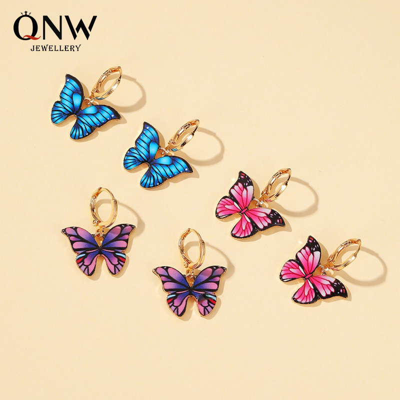 New Colorful Earrings Ins Internet Celebrity Temperament Dreamy Butterfly Buckle Ear Jewelry