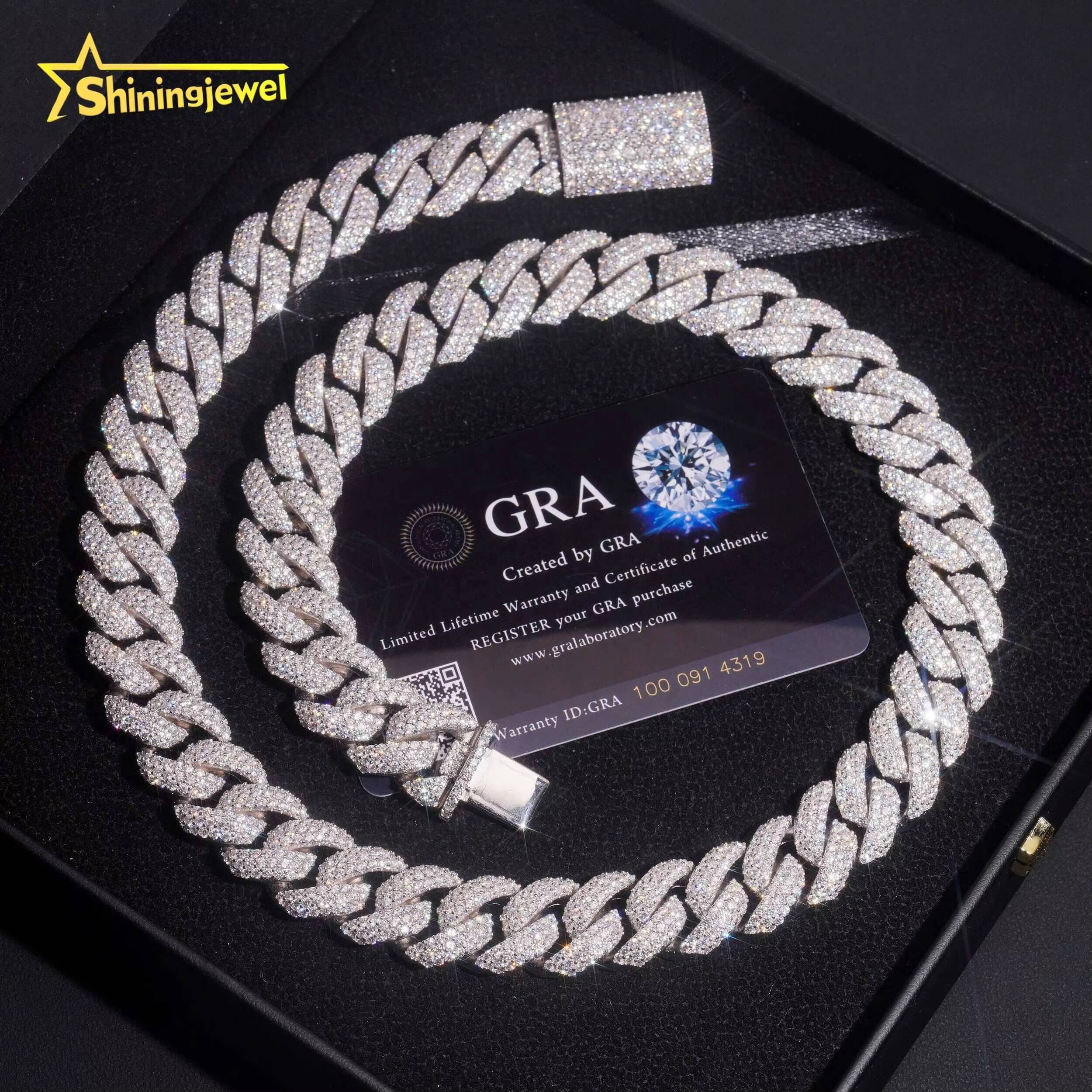 Sier Jewelry Pass Dia Tester 16mm Width Hip Hop Mens Iced VVS Moissanite Cuban Link Chain