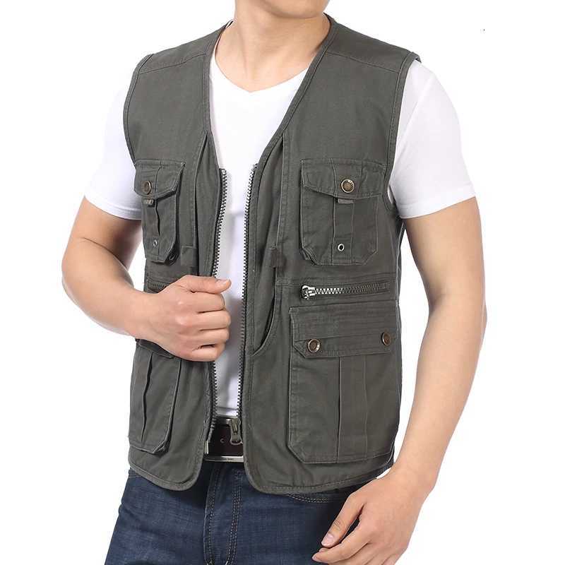 Spring Autumn Mens Casual Vest With Multi Function Kets Design Waistcoat Ma V-neck Herringbone Gits Men isure Vests 4XL Y250814