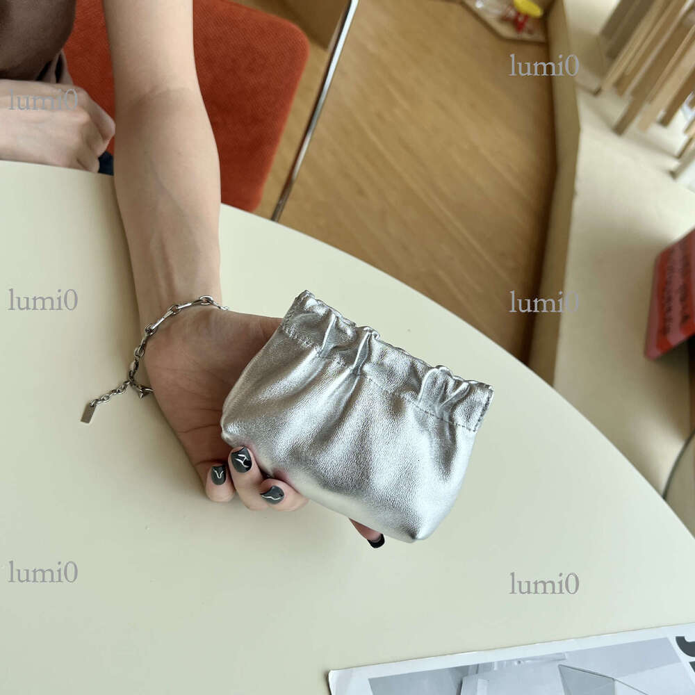 INS Sheepskin Purse Simple Wrinkled Clip Multi-functional Genuine Leather Large Capacity Earphone Coin Storage Lipstick Bag