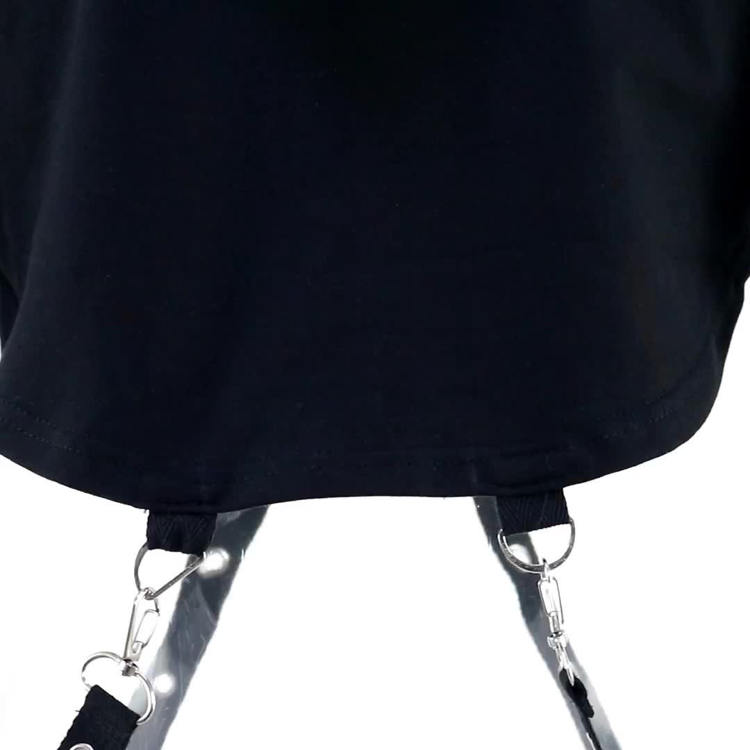 Stage Wear Dark Punk Style Women's Short Hoodie Sweatshirt round Neck Long Sleeve Belly Baring Mesh Fashion Top