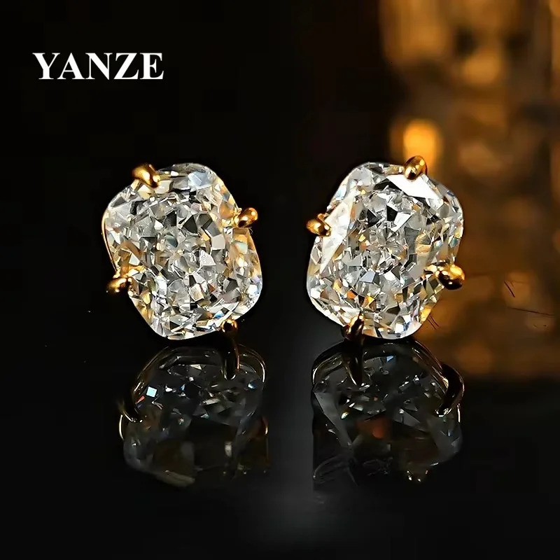8*10mm High Carbon Diamond 100% Real 925 Sterling Silver Earring for Women Bridal Engagement Jewelry Gift 250812