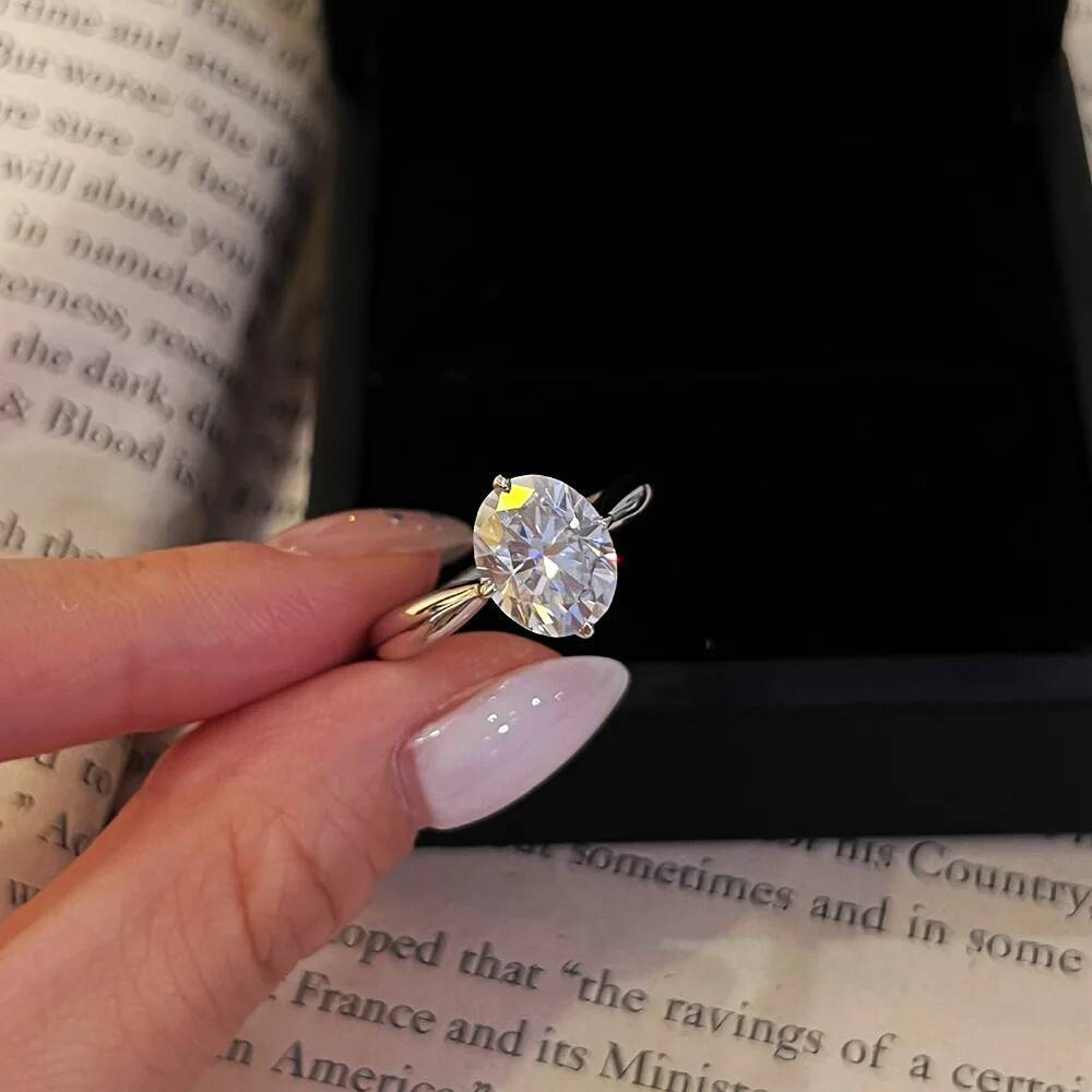 BXINY GRA Certified 3CT Oval Cut Moissanite Rings S925 Silver D Color Lab Diamond For Women Solitaire Wedding Bands Fine Jewelry