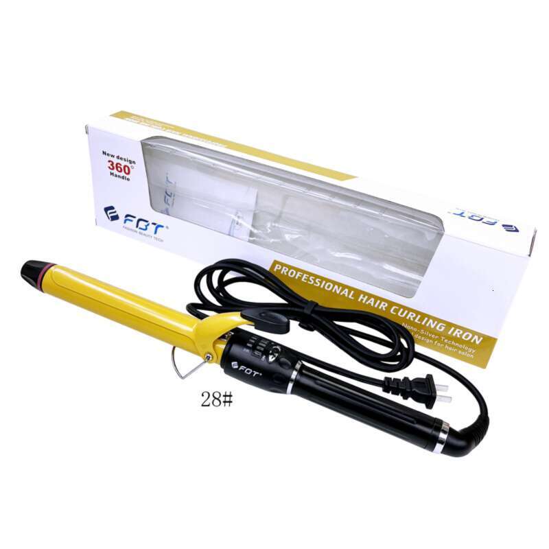 FBT Electric Iron For Makeup Artists And Hairdressers Large Curling Gold Ceramic Glaze Hair Friendly Degree Rotation
