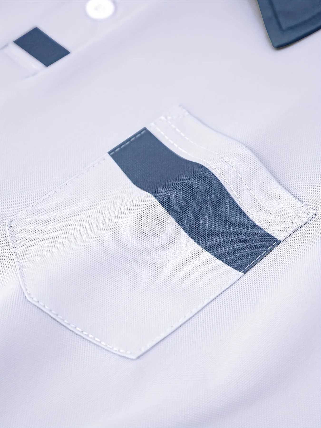 Mens Fashionable Color-Blocked Shirts Elegant Polo Uniforms Suitable for Home and Traveling XJ250804