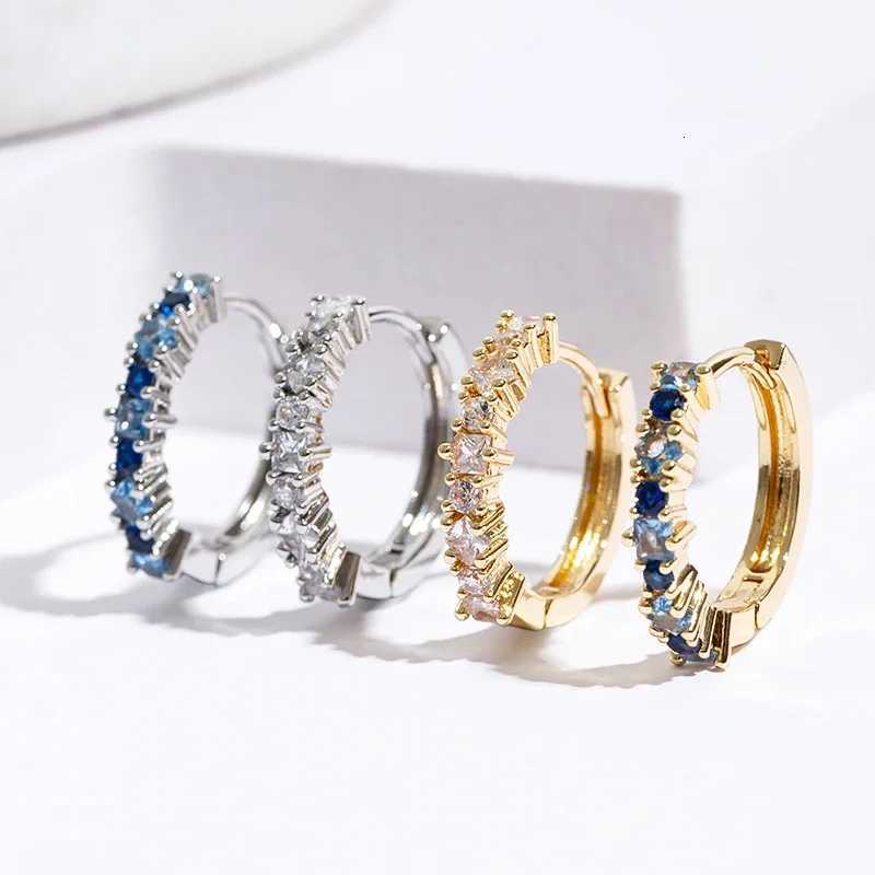 Luxury Stainless Steel Colorful Zircon Hoop Earrings for Women Fashion Korean Huggie Earrings Wedding Jewelry Womens Earrings XJ250814