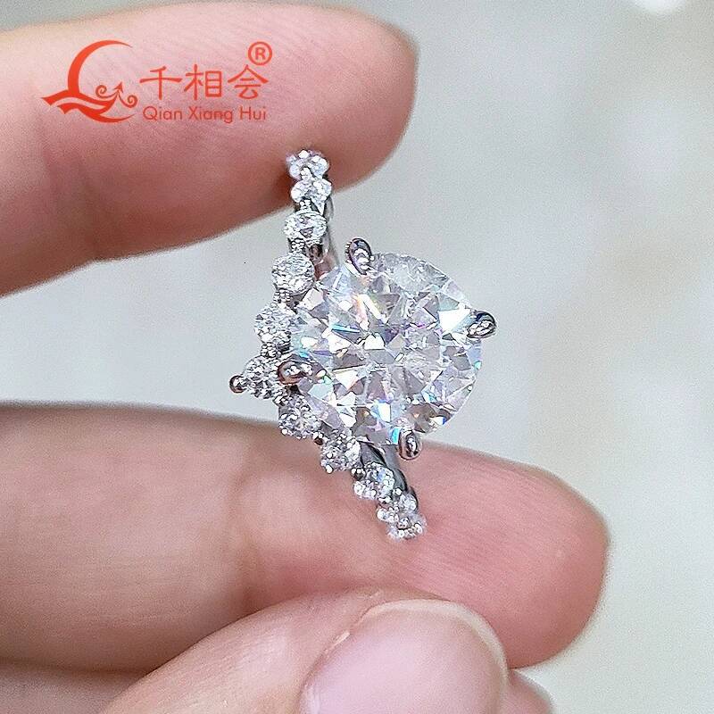 3ct 9mm round shape Irregular Sorting ring D vvs white moissanite S925 Sterling Silver Jewelry Engagement Ladies