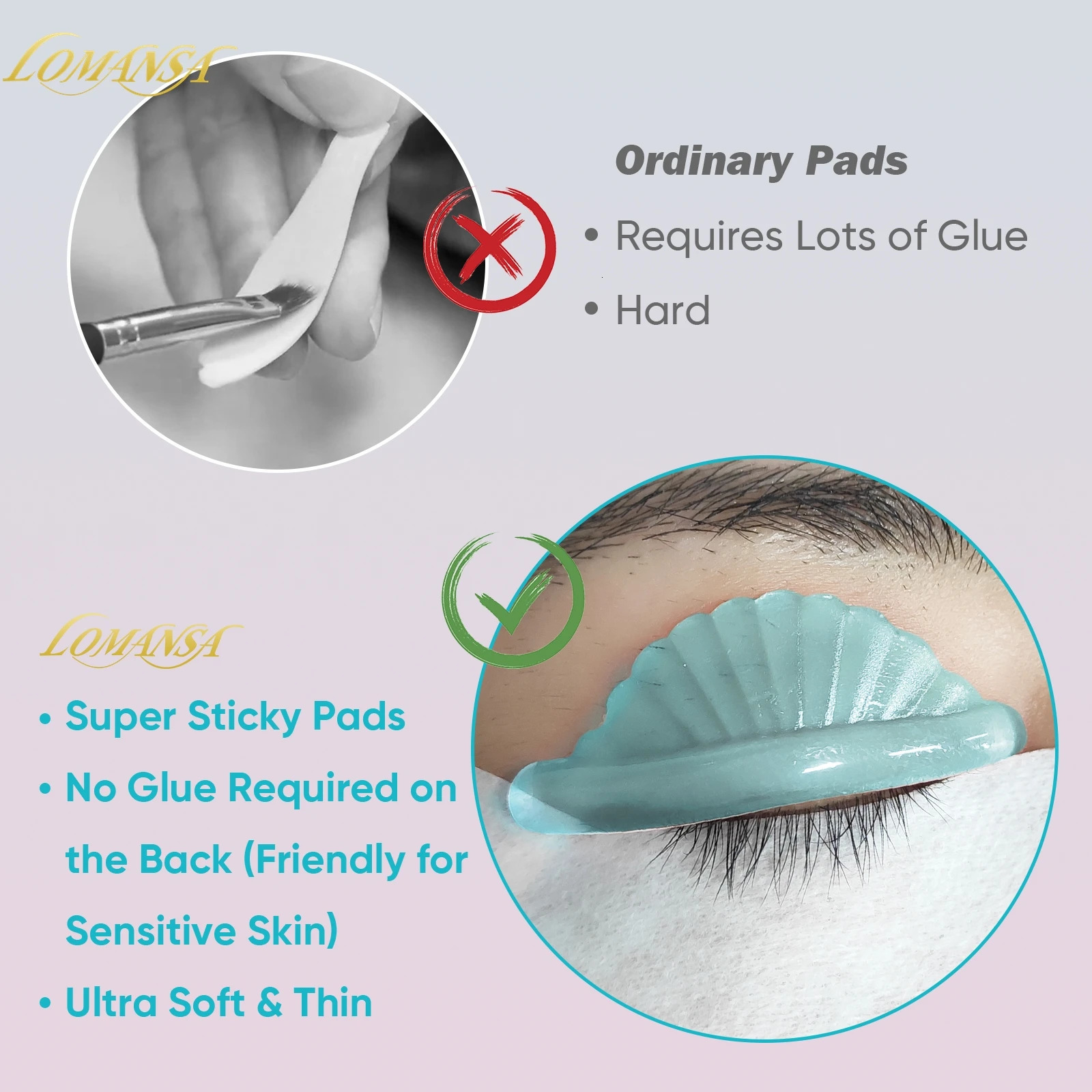 Lomansa Korea 8 Pair Glue Free Silicone Eyelash Pad Sticky Lashes Rod Shield Lift 3D Eyelash Curler Accessories Makeup Tool 250813