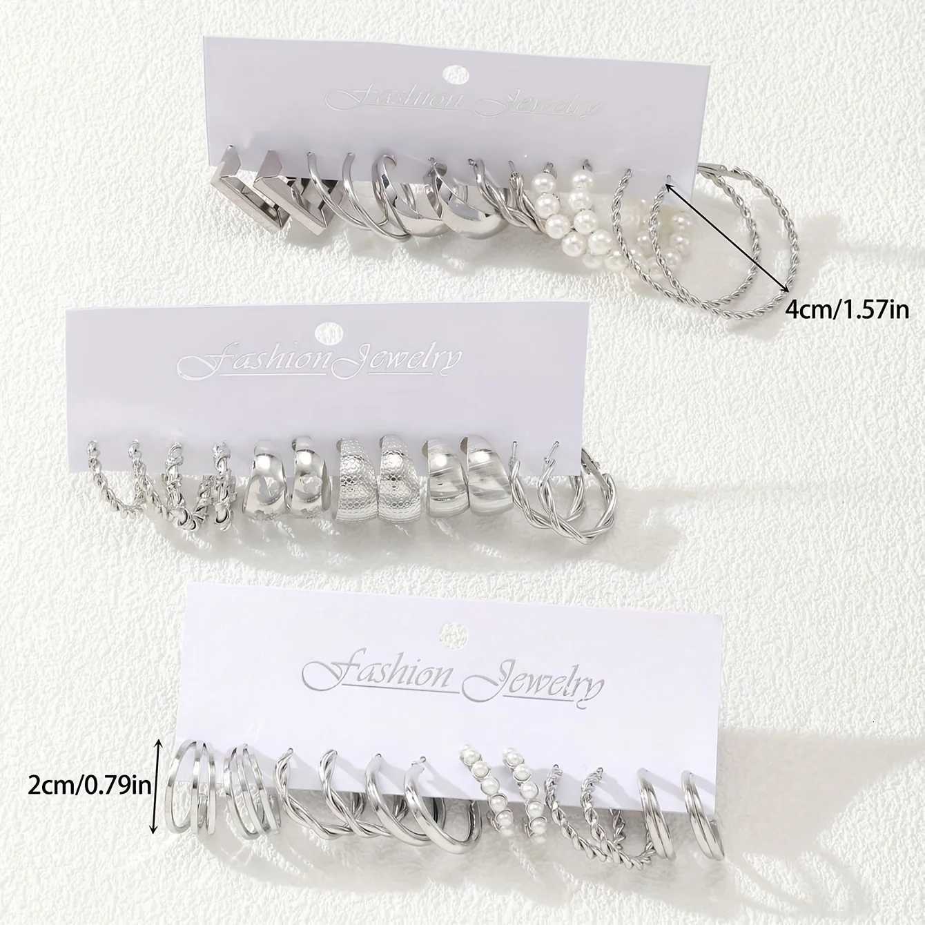 Fashion Geometric Hoop Earring Twisted Pattern Multi-Element Inlaid Imitation Pearl C-Shed Earring Womens Daily Party Jewelry XJ250814