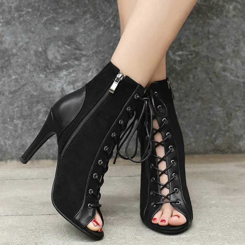 Summer Womens High-Quality Fashion Sandals Sexy High Heels Open-Toe Zipper Comfortable Indoor Jazz Dance Heels Shoes for Ladies W250814