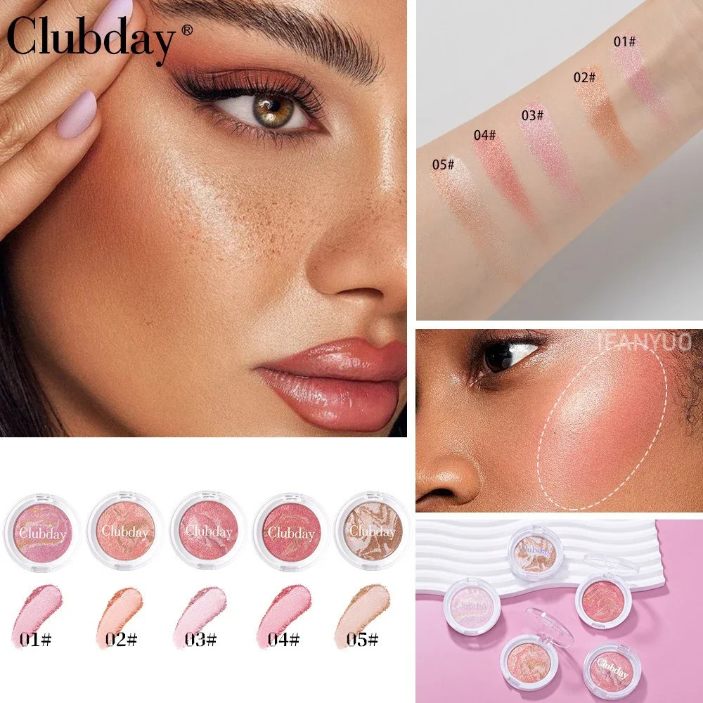 Marble Blush Palette Pearlescent Baked Blush Powder Cheek Tint Blusher Contour Highlighter Face Shadow Shimmer Rouge 250813