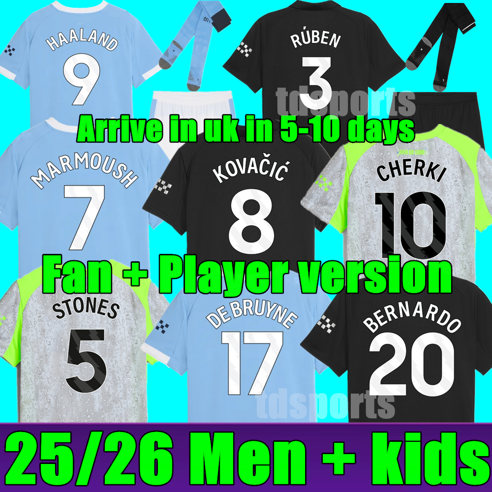 New HAALAND soccer jersey man citys 25 26 Fan Player version DE BRUYNE GREALISH PHILLIPS STERLING MAHREZ FODEN 2025 2026 football shirt uniforms men kids kit sets