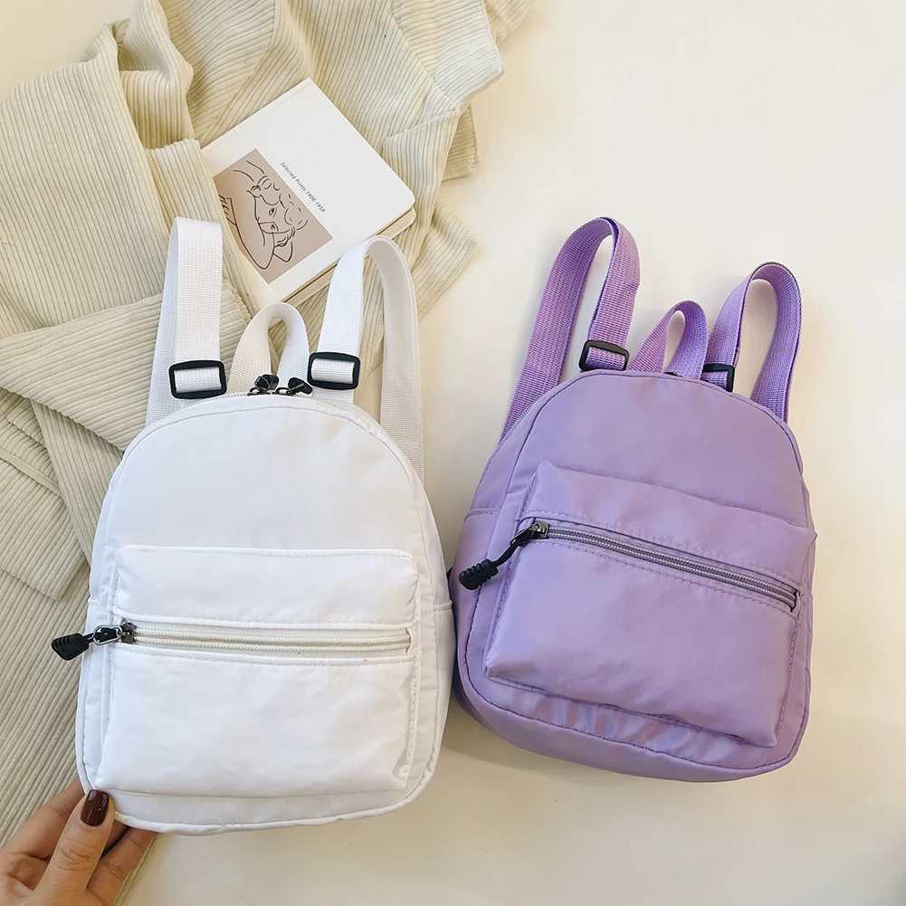 Fashion Solid Color Backpack Women Nylon Knapsack Preppy Style Mini Backpacks XJ250814