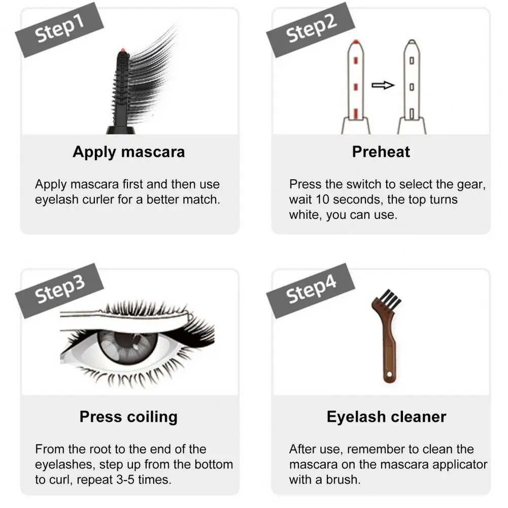 Heated Eyelash Curler LCD Display 2 Temp Settings USB Rechargeable Electric Eyelash Curler Natural Lash Makeup Supplies 250813