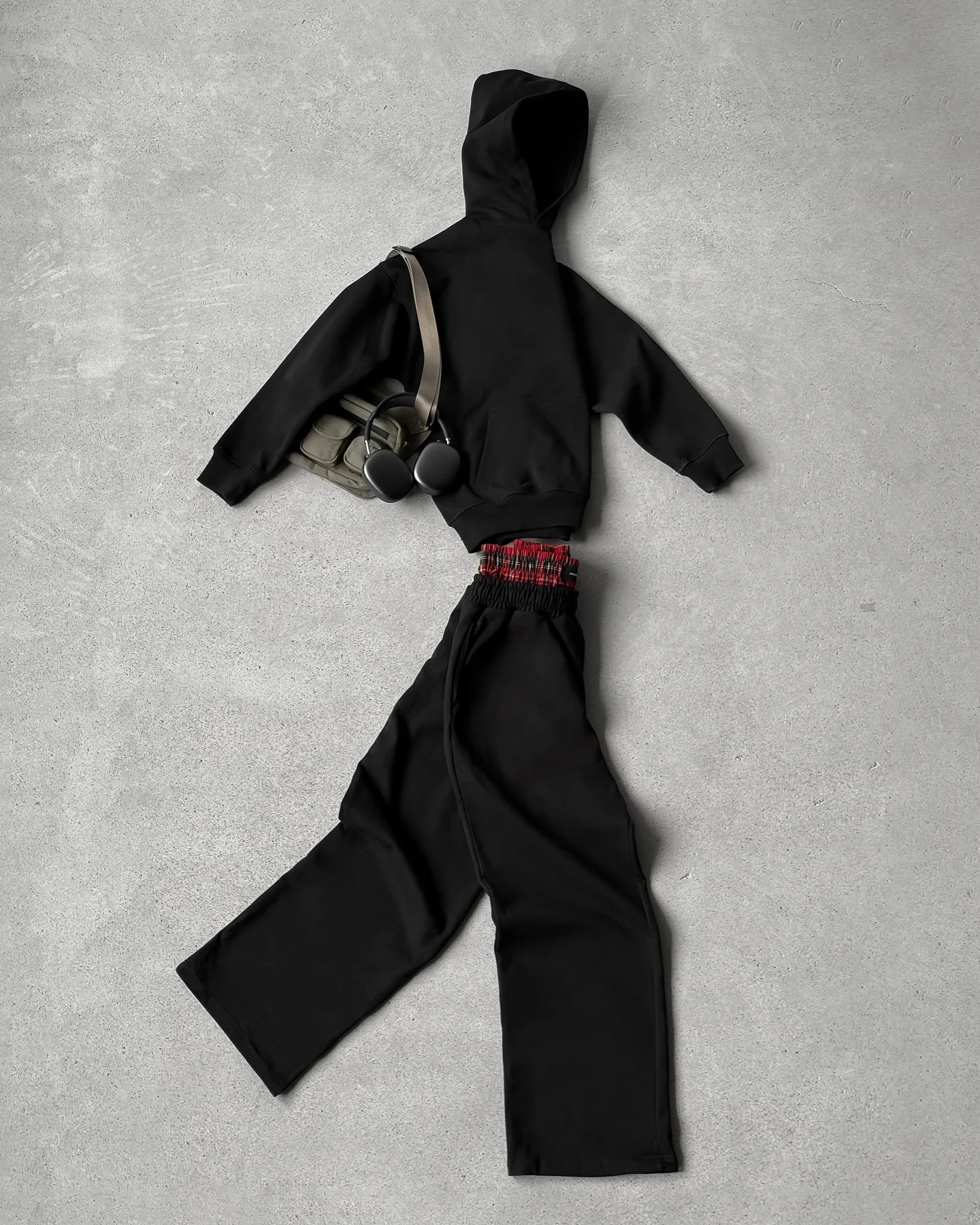 Solid Color Harajuku Y2k Clothes for Men Double Layer Waistband Sweatpants Hoodies Tracksuit Men Casual Retro Two Piece Set 250813