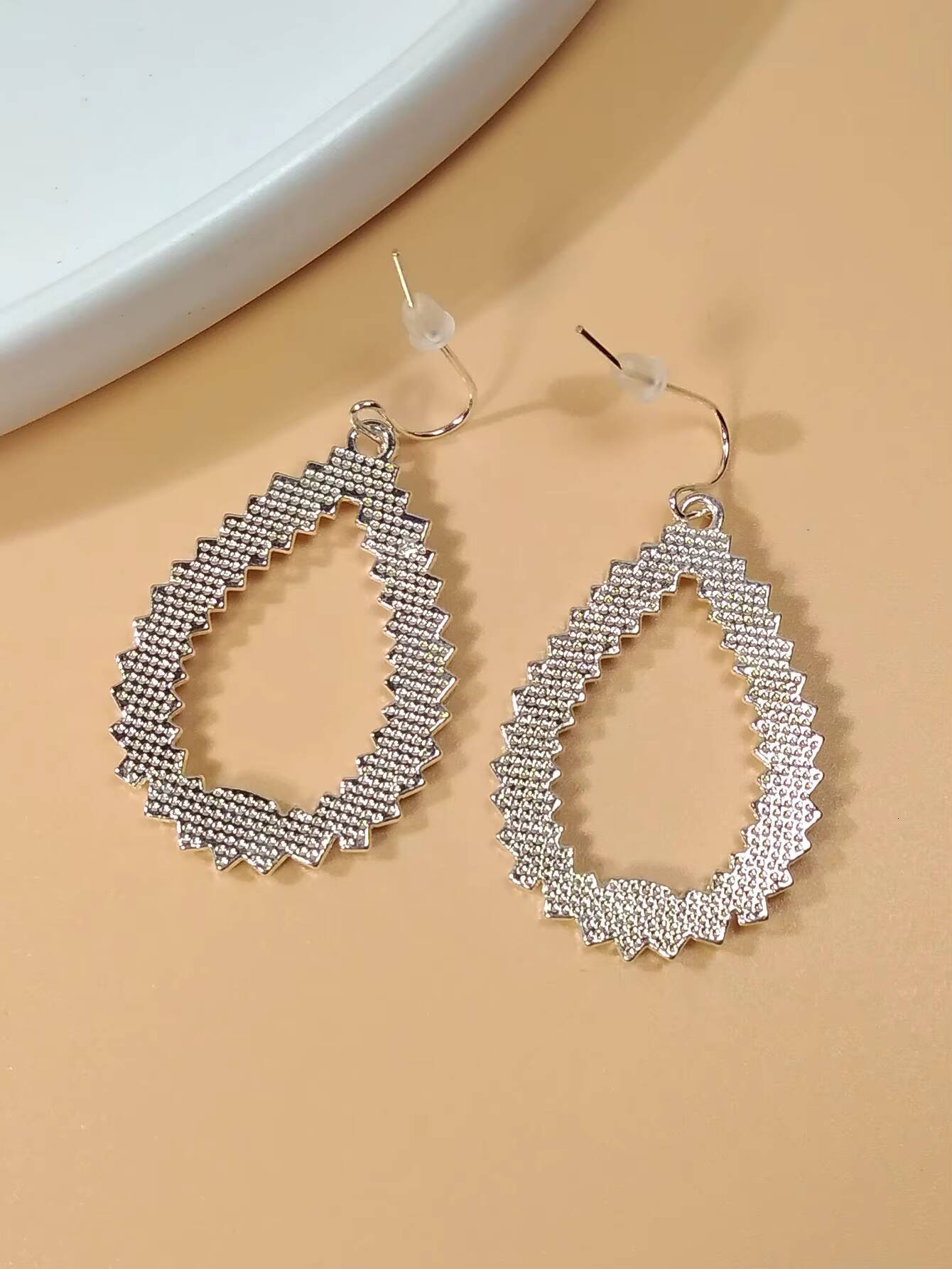 Fashionable Large Earrings, Exaggerated Hollow Women's Brooch-shaped Pendant, Double-layer Rhinestone Earrings