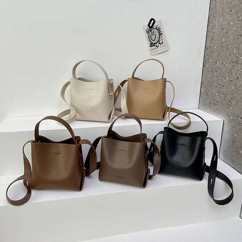 Handbag Simple Fashion Shoulder High Quality Messenger Bag PU Leather Bucket for Women Brand Crossbody bag