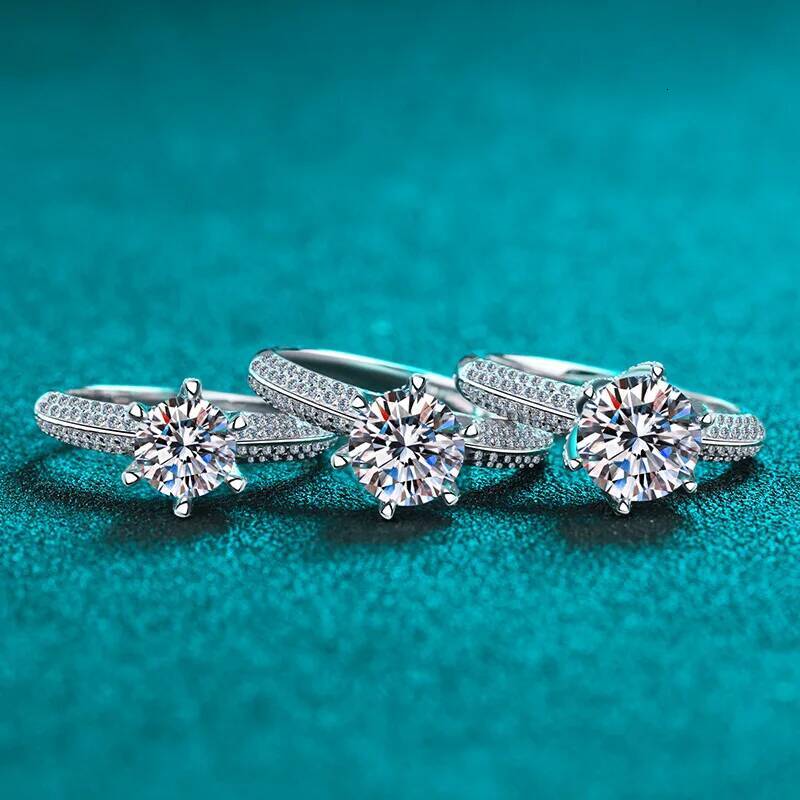 KNOBSPIN Moissanite Rings 2ct Sterling Silver D VVS1 Lab Diamond with GRA Certificate Engagement Wedding Ring for Women